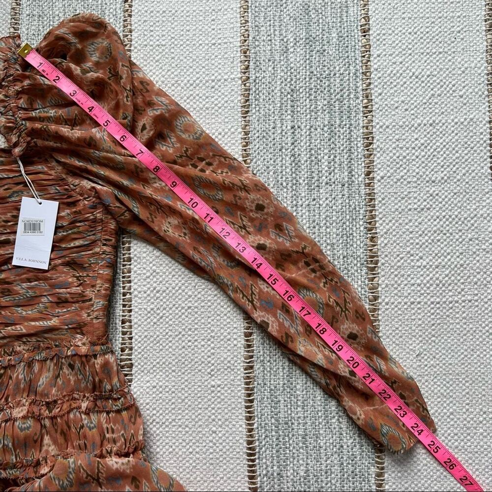 Ulla Johnson Rabia Horizon Brown Printed Silk Blend Maxi Gown Dress Women’s 2 - Picture 9 of 15